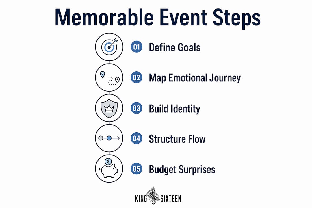 Infographic showing key steps in designing memorable events