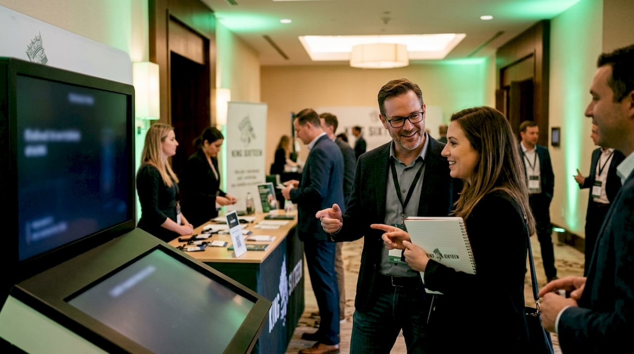 Corporate event with attendees interacting