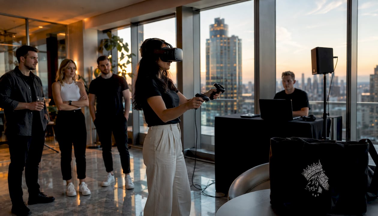 Woman trying VR at premium brand event