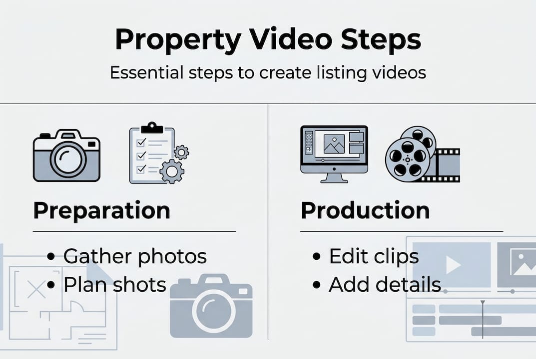 Infographic outlining main property video steps