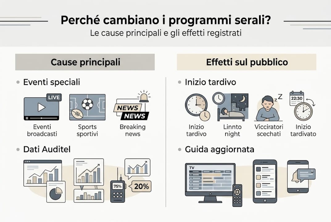Infografica: motivi e conseguenze delle variazioni di palinsesto