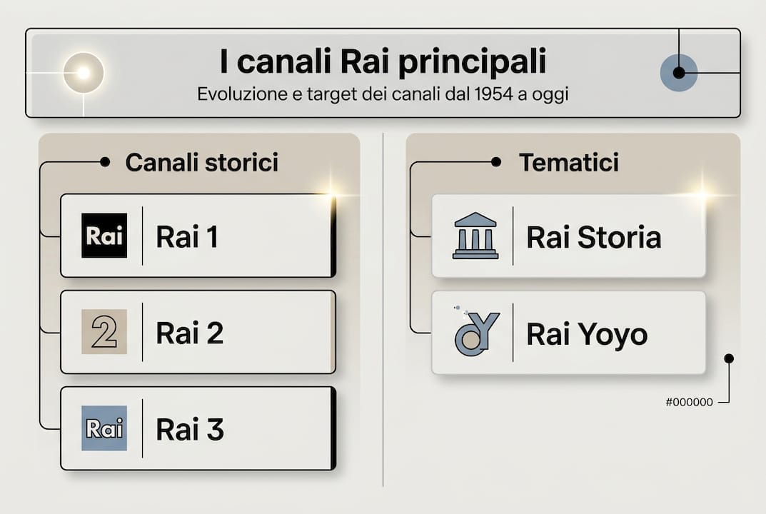 Panoramica illustrata sull’organizzazione dei canali Rai