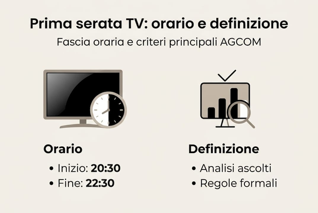 Infografica sugli orari e sul significato della fascia di prima serata