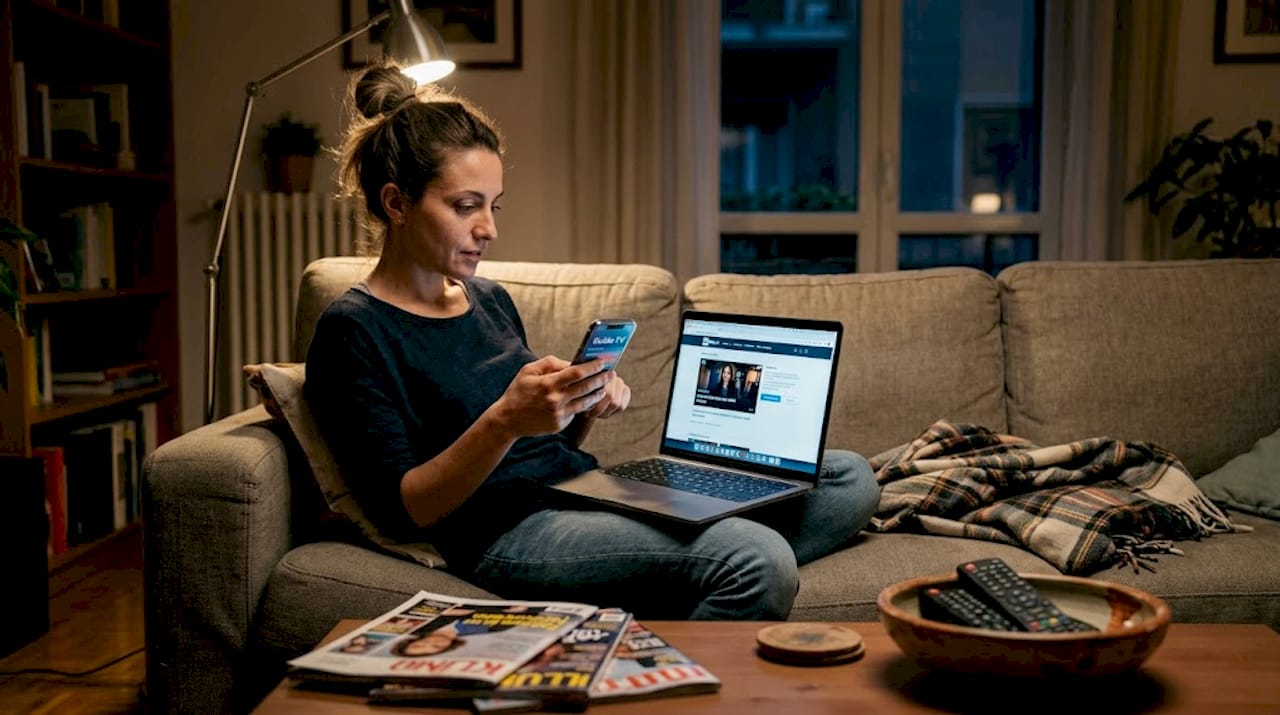 Una donna mette a confronto il sito web e l’app della guida TV