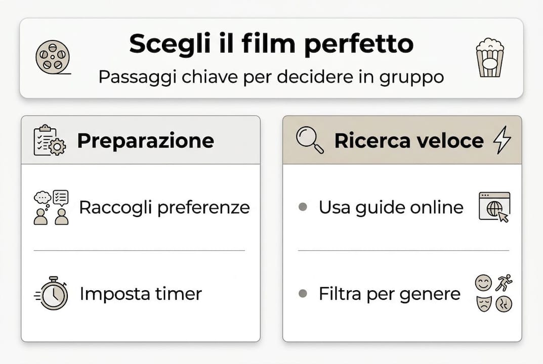 Guida illustrata ai passaggi fondamentali per scegliere il film perfetto