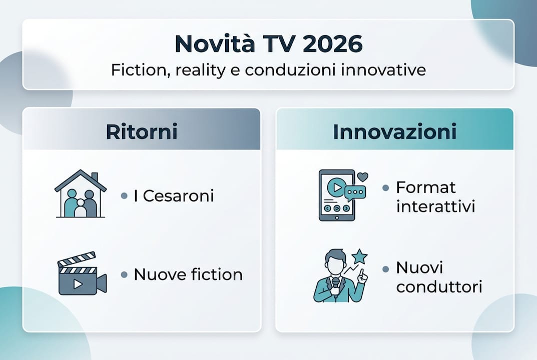 Scopri in un’infografica tutte le novità più attese della TV italiana nel 2026