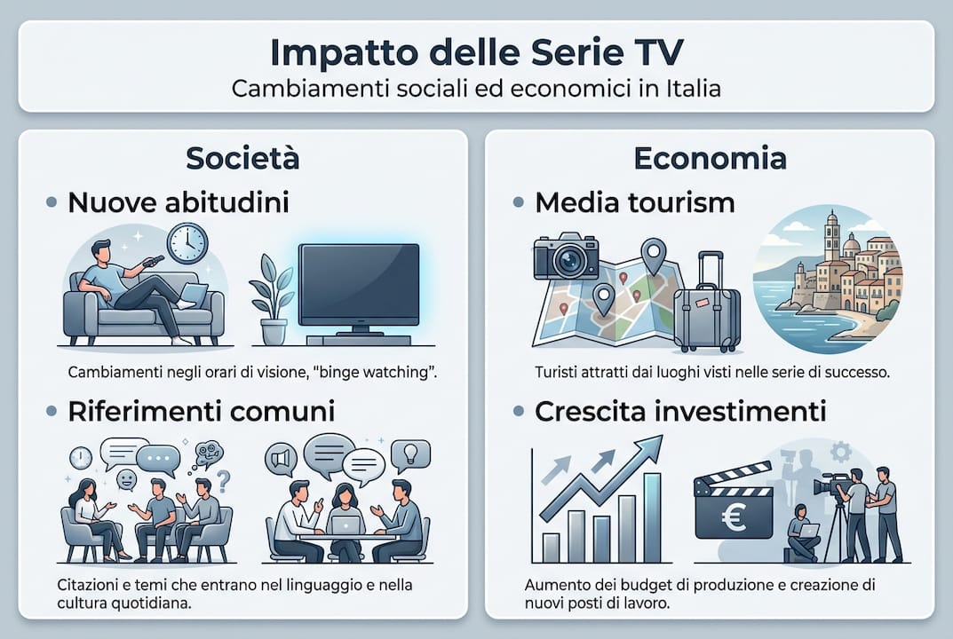 Infografica sugli effetti sociali ed economici delle serie televisive