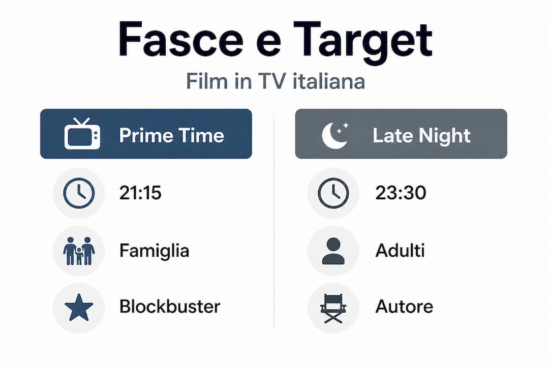 Grafico delle fasce orarie e dei principali target della televisione