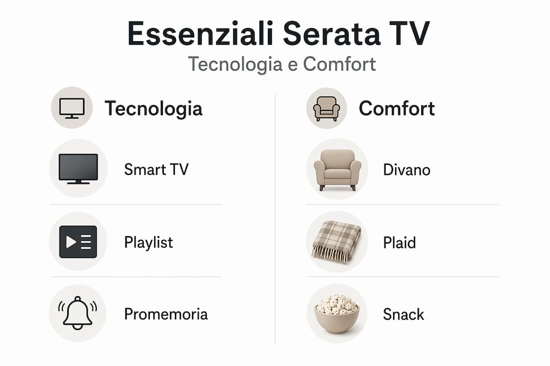 Guida visiva agli accessori indispensabili e al massimo comfort per una perfetta serata davanti alla TV