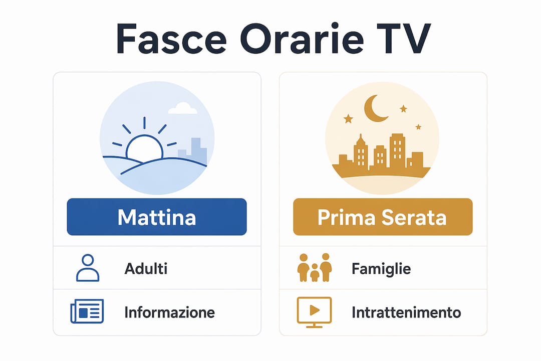 Grafica dedicata agli orari di messa in onda dei programmi televisivi