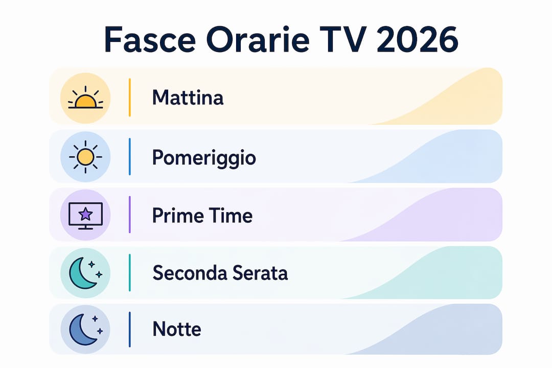 Grafico illustrativo delle principali fasce orarie della programmazione televisiva in Italia