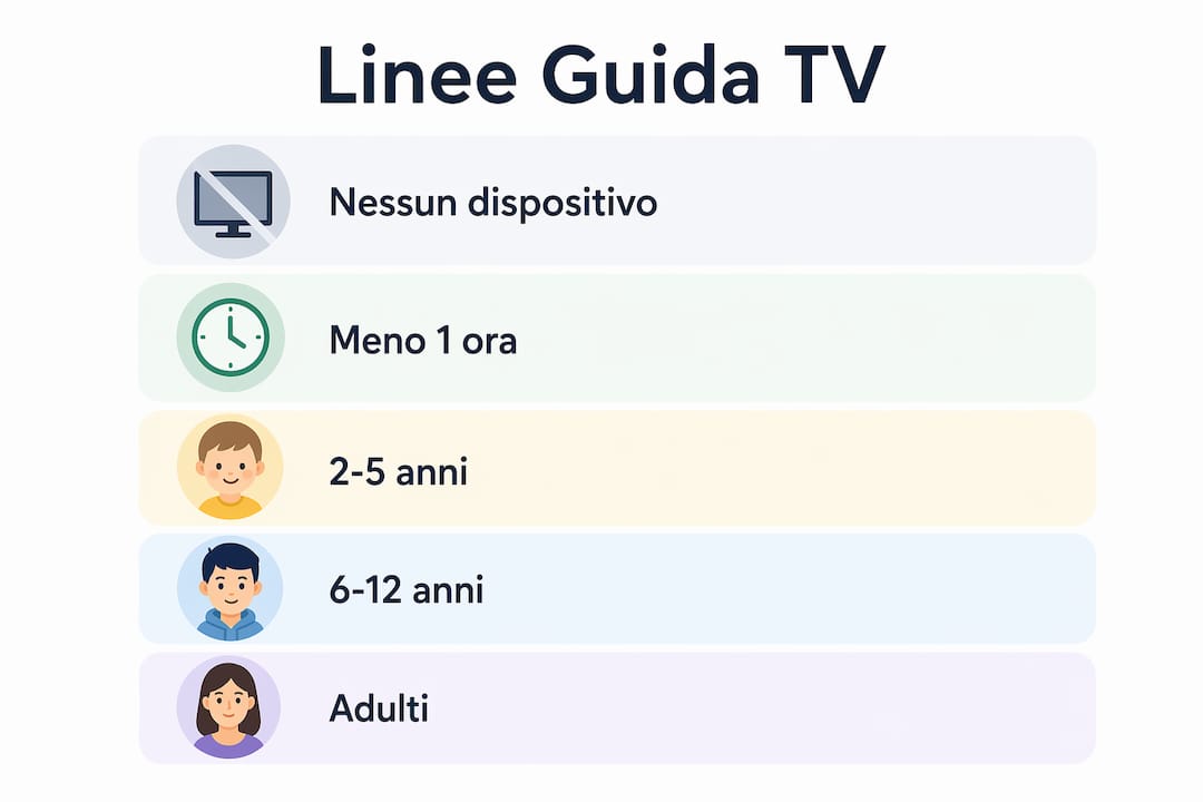 Infografica con indicazioni sugli orari consigliati per la visione della TV nei bambini