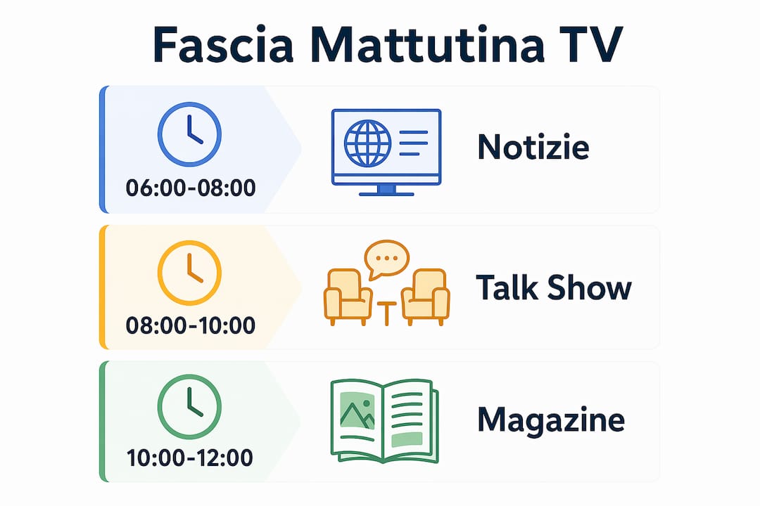 Infografica sui principali orari e generi televisivi della mattina