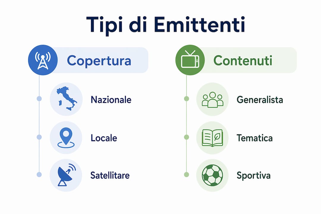 Infografica sui principali tipi di canali televisivi in Italia