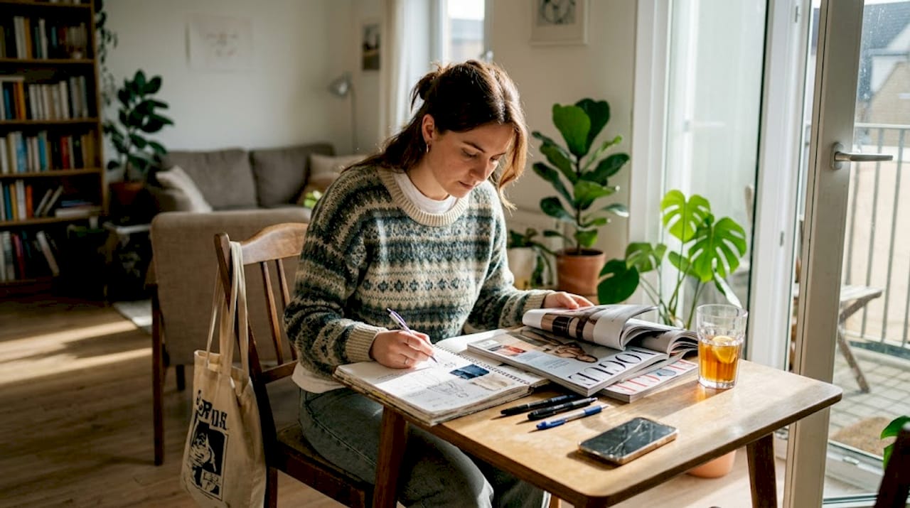 Woman brainstorming personal style work
