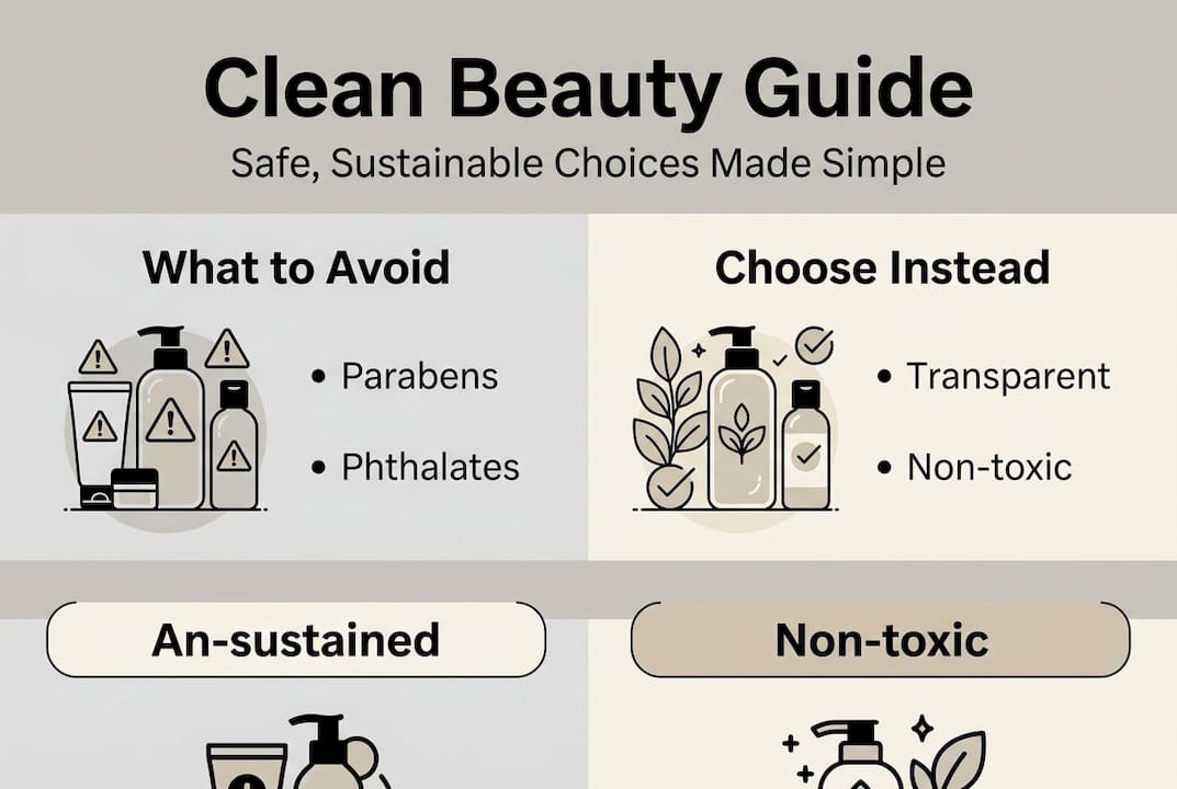 Infographic clean beauty checklist: avoid and choose