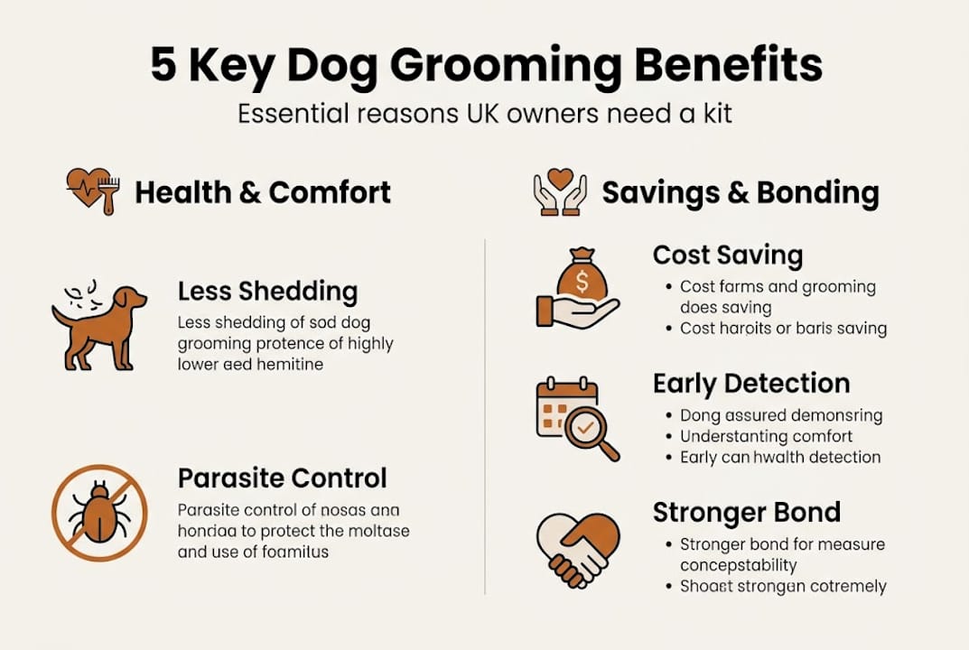 Infografia dos principais benefícios do kit de higiene para cães