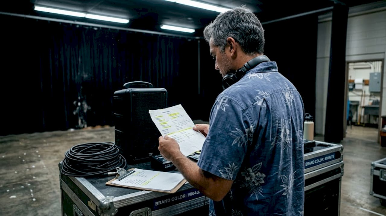 DJ reviews technical rider backstage Oahu