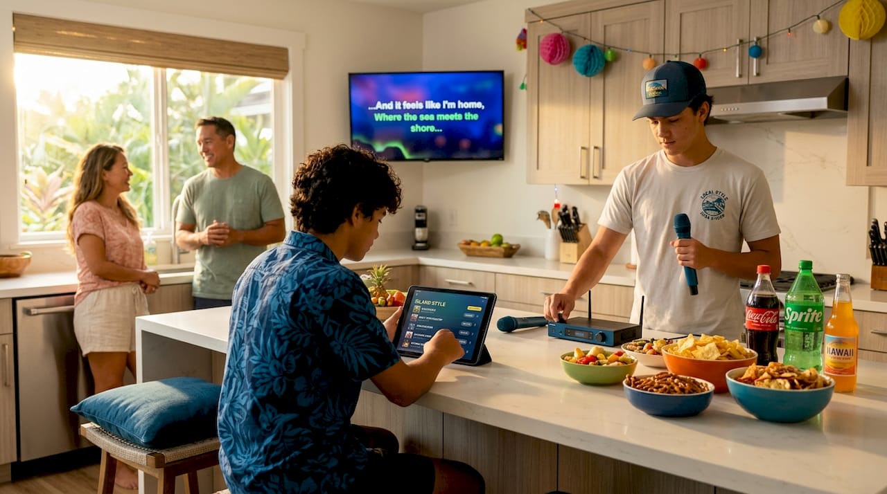 Oahu family preparing for karaoke night