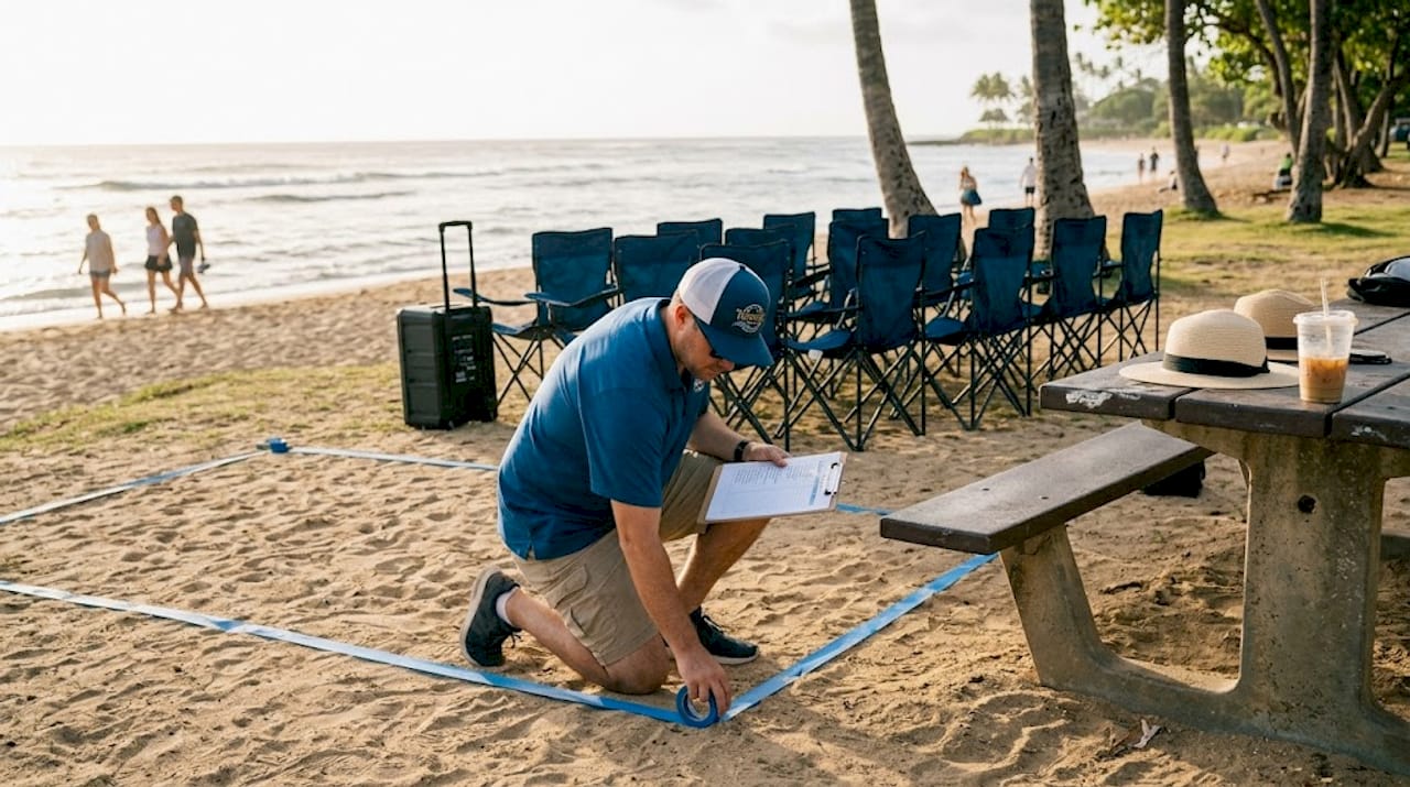 Coordinator marking ground for Oahu event