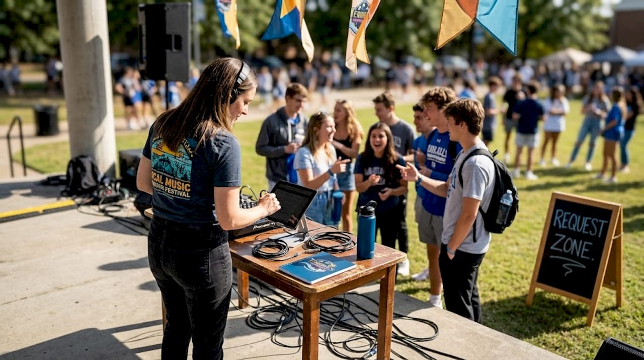 DJ taking student requests at school dance