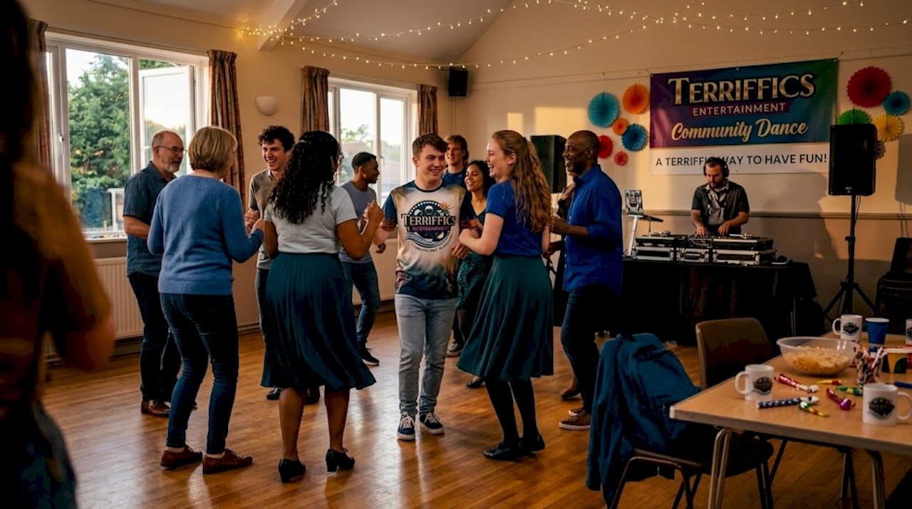 Guests dancing at lively community event