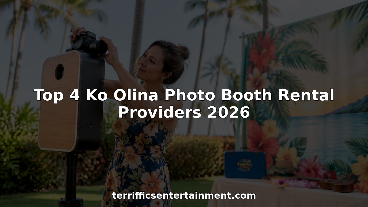 Event coordinator setting up photo booth in Ko Olina
