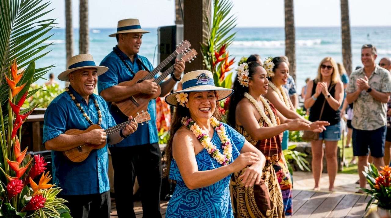 Cultural performers at Aloha Festival in Waikiki
