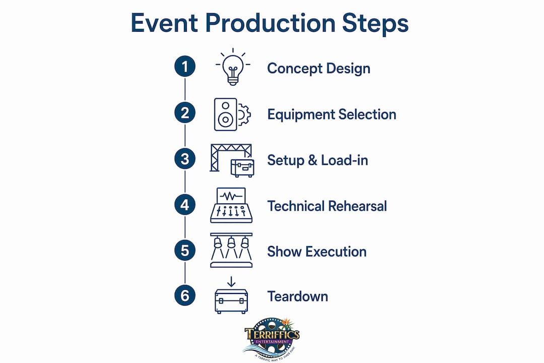 Infographic showing event production process steps