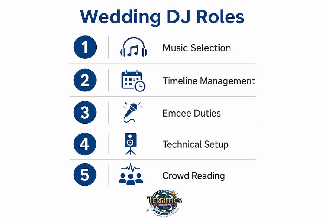 Infographic outlining wedding DJ main roles