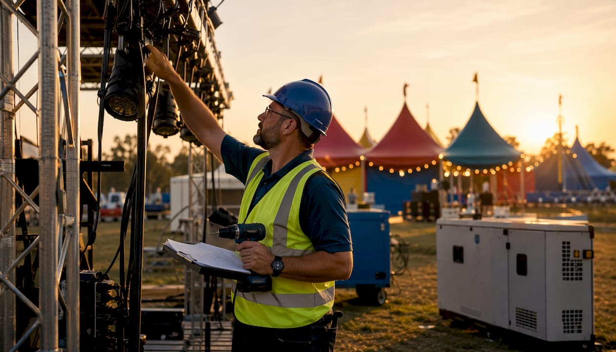 Setup professional checking event safety gear
