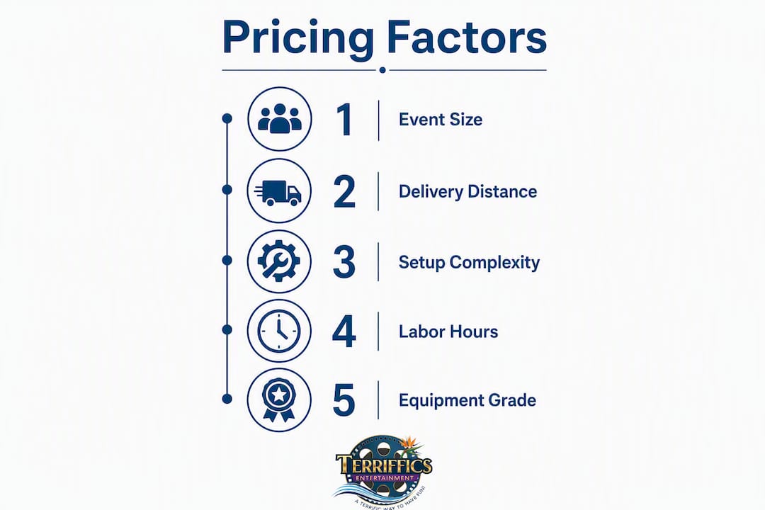Infographic showing event rental pricing factors