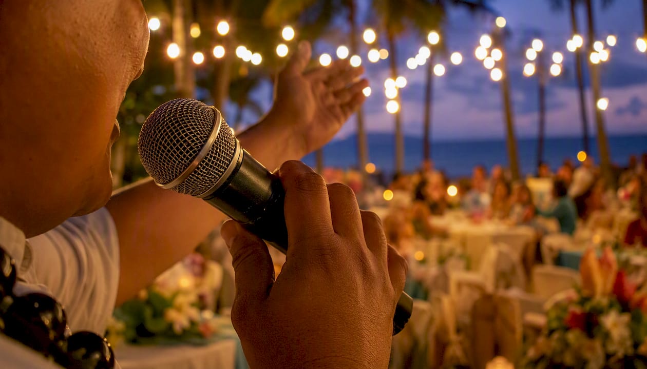Wedding karaoke microphone close-up