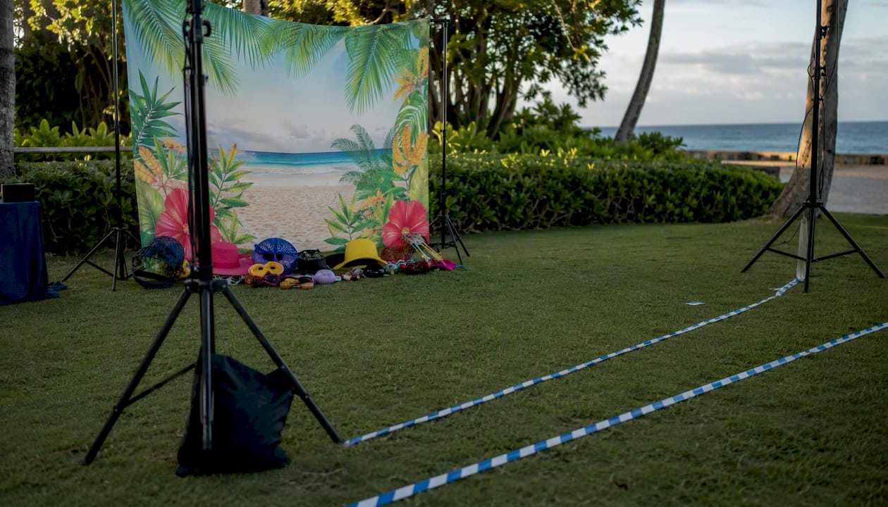 Spacious photo booth area showing footprint and props