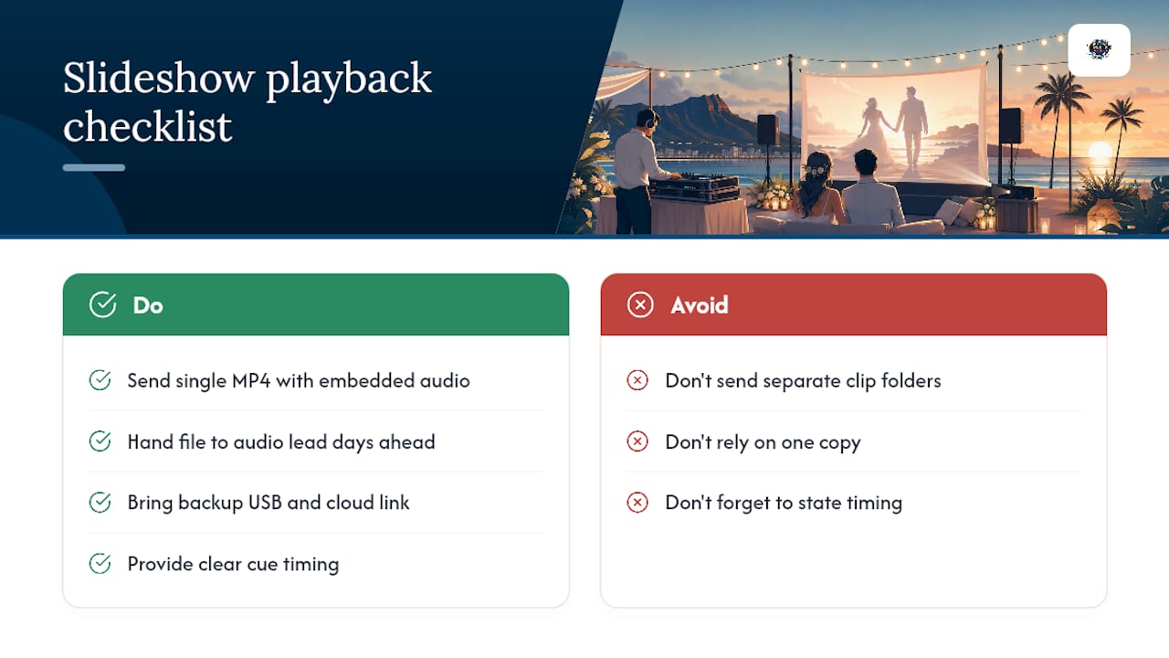 Terriffics's On-Site Checklist for Slideshow Playback — overview diagram