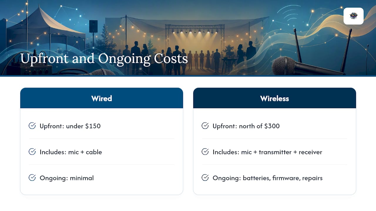 Wired versus wireless microphone cost comparison