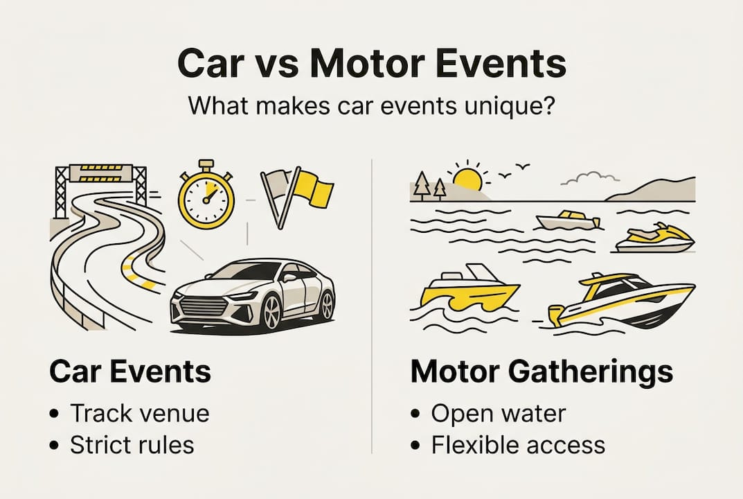 Infographic comparing car and motor events