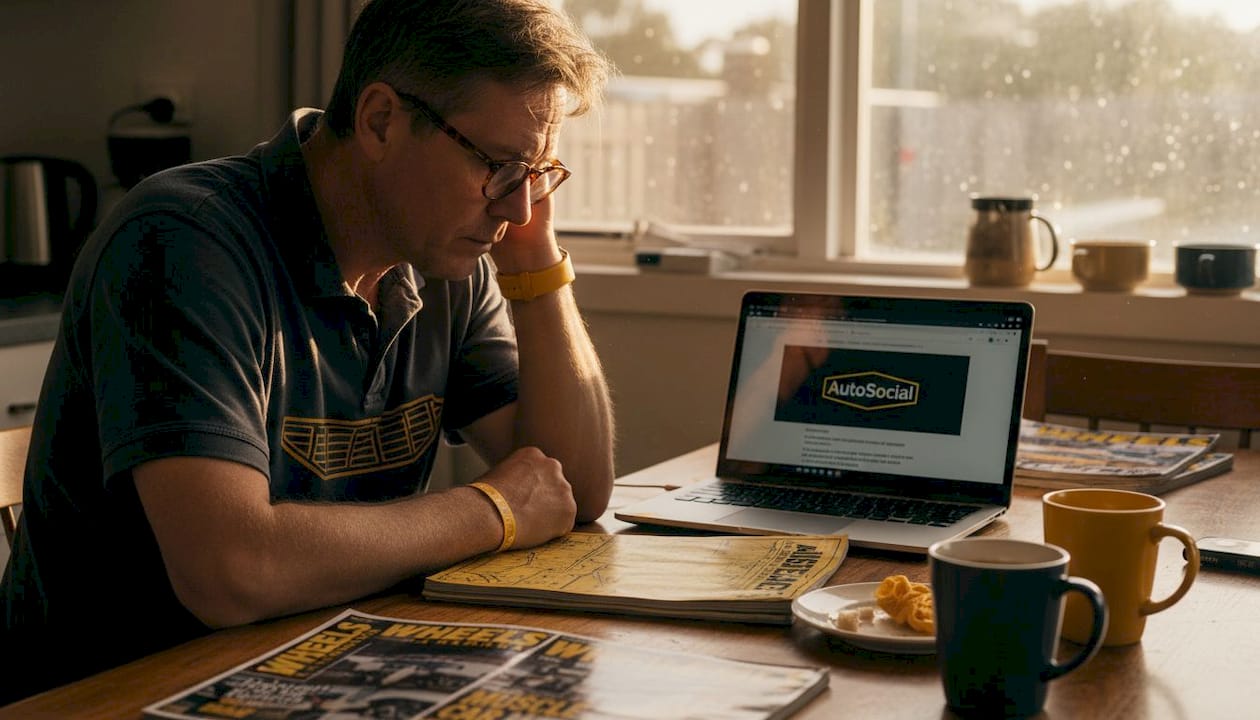 Man browsing automotive social network