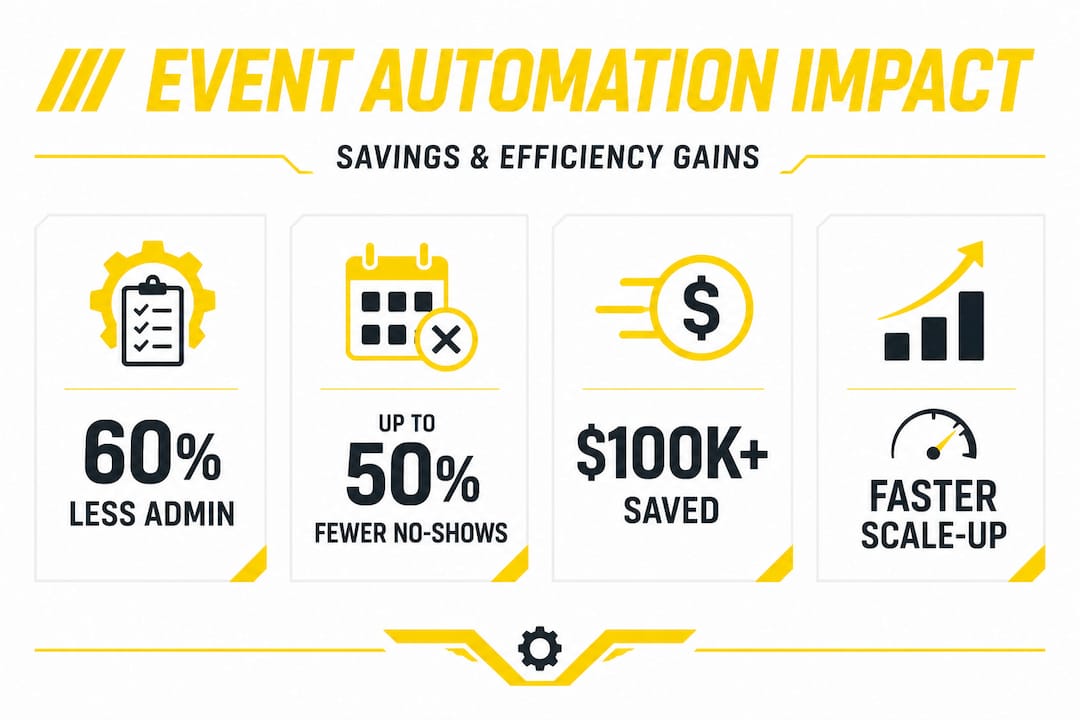 Stat infographic shows admin savings, fewer no-shows, cost reductions