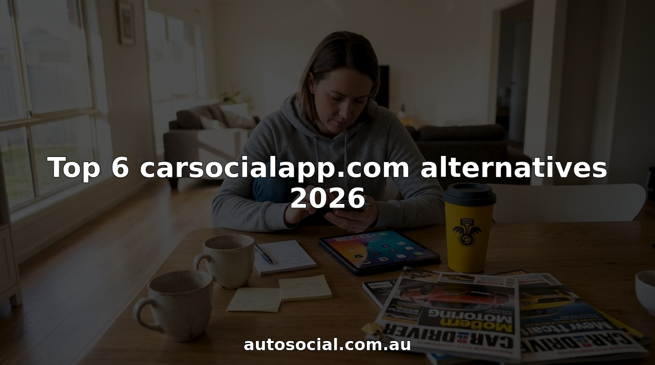 Woman comparing car enthusiast apps in living room