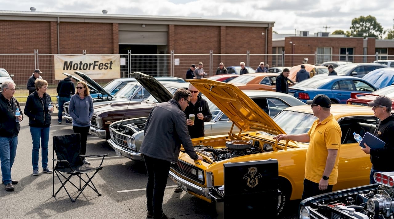 Crowd at outdoor Australian car event