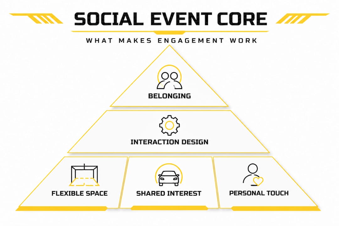 Infographic hierarchy of social event essentials