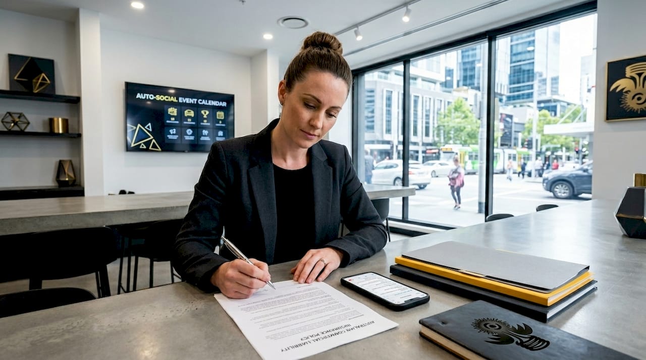 Coordinator reviewing car meetup insurance documents