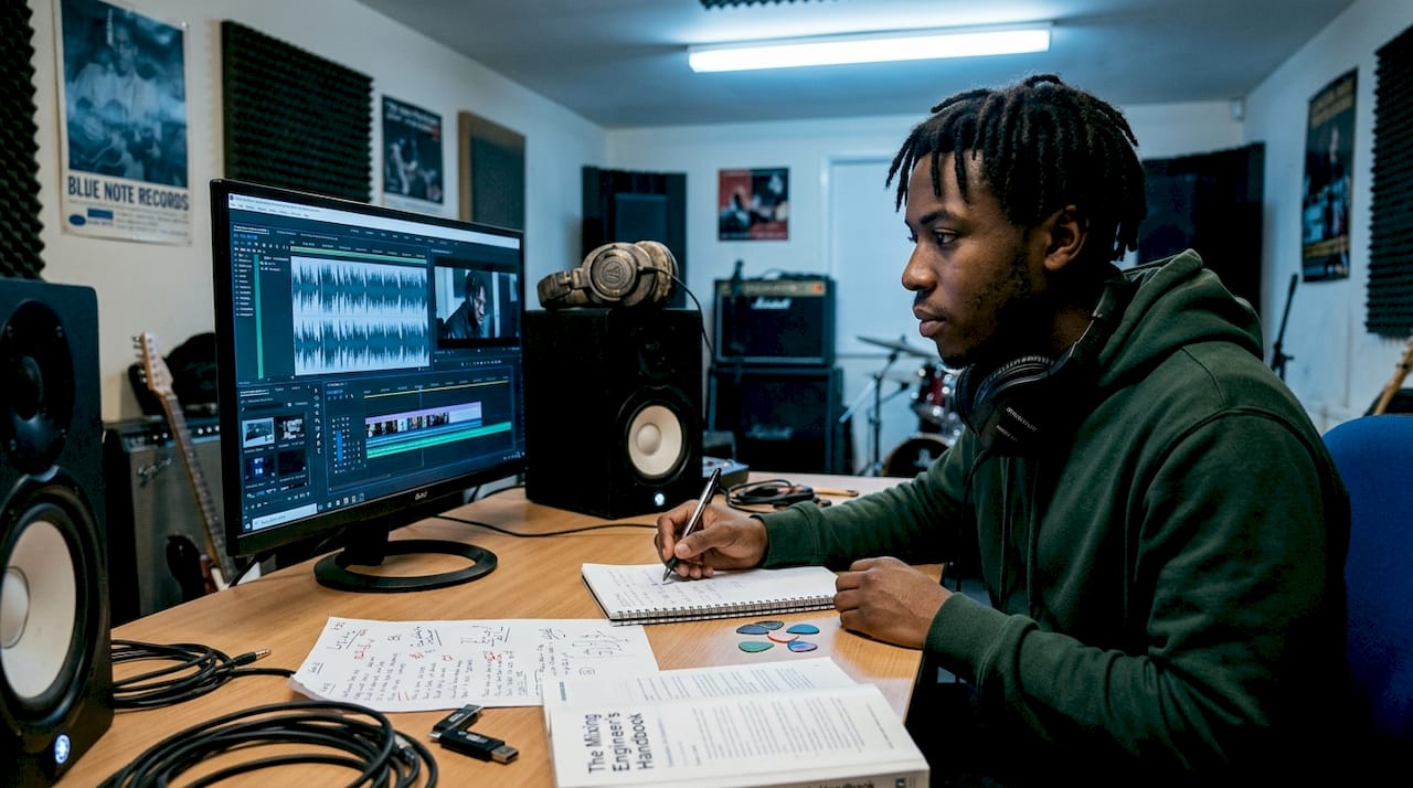 Audio engineer mapping intensity to visuals