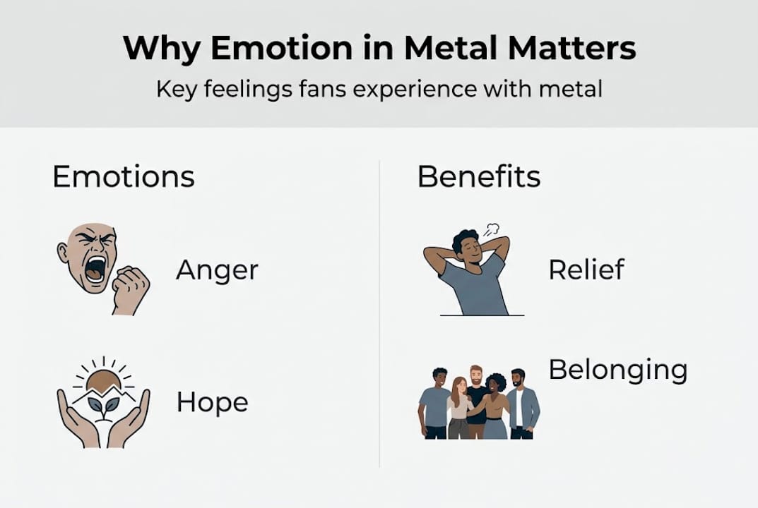 Infographic on emotion and benefits in metal