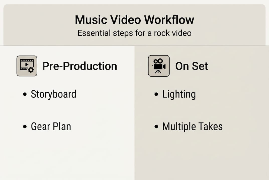 Infographic of rock video workflow steps
