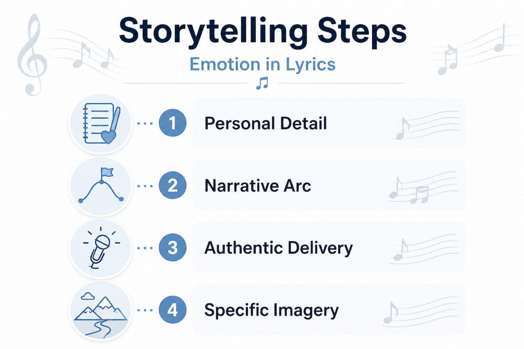 Infographic of storytelling steps in music lyrics