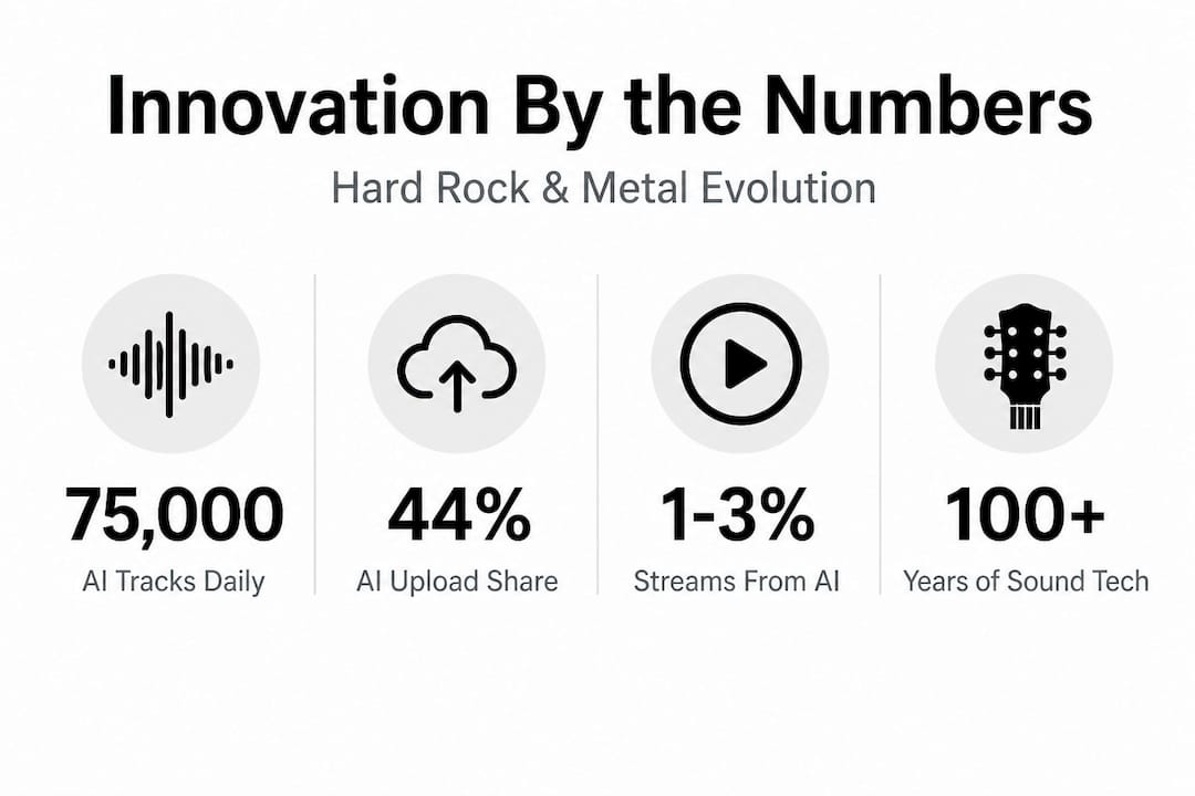 Infographic with stats on innovation in hard rock and metal