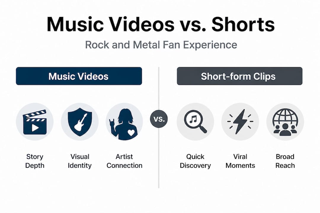 Infographic comparing music videos and short clips