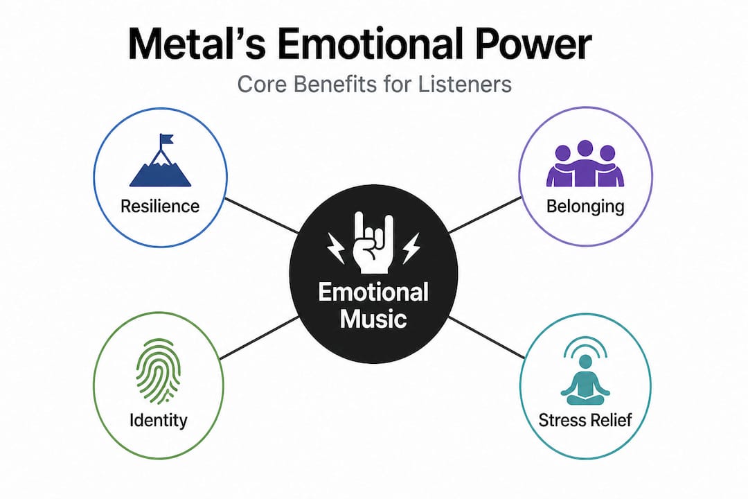 Infographic of emotional benefits from metal music